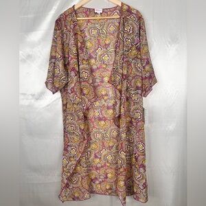 NWT LuLaRoe Sheer Printed Kimono Size M – Boho Floral Paisley Lightweight Layer‎